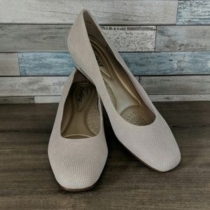 Nude wedges with sparkle accents